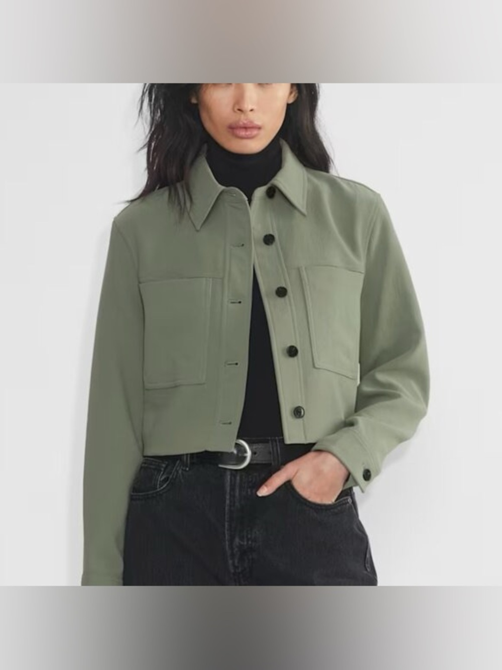 Aritzia Wilfred Cropped Utility Jacket in Sage size Medium